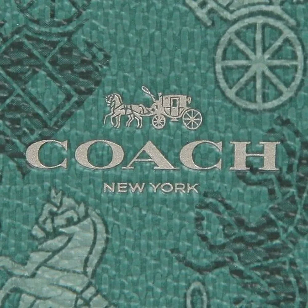 Coach Slim Accordion Zip Wallet With Horse And Carriage Print NEW